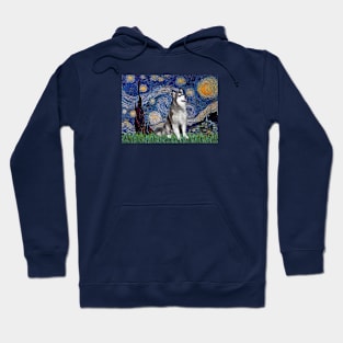 Starry Night Adapted to Include an Alaskan Malamute Hoodie